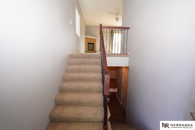 19122 Drexel St, Omaha, NE 68135 - stairway with a ceiling fan