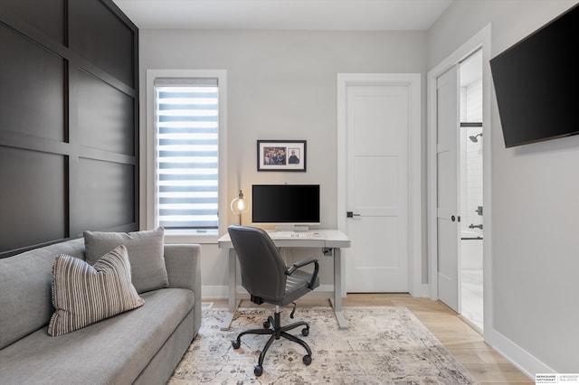 3307 S 209th St, Omaha, NE 68022 - home office featuring light wood-style flooring and baseboards