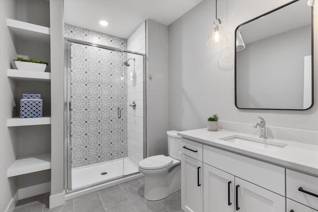 3307 S 209th St, Omaha, NE 68022 - full bathroom featuring vanity, a shower stall, and tile patterned floors