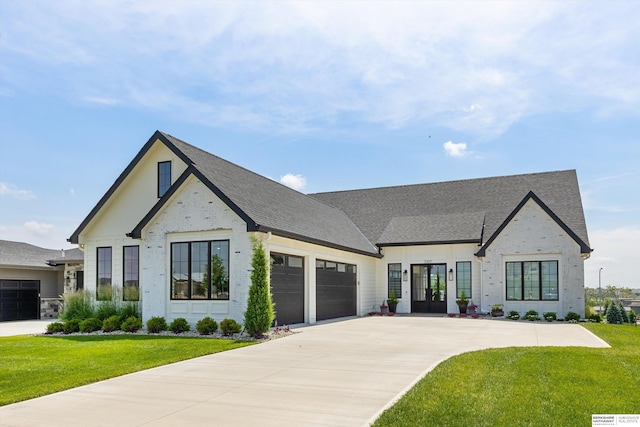 3307 S 209th St, Omaha, NE 68022 - view of front of property with an attached garage, a front yard, concrete driveway, and a shingled roof