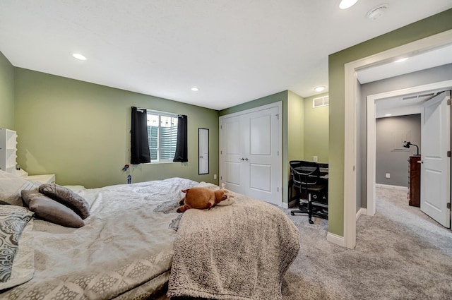 1035 Primrose Ln, Hickman, NE 68372 - bedroom featuring carpet floors, baseboards, a closet, and recessed lighting