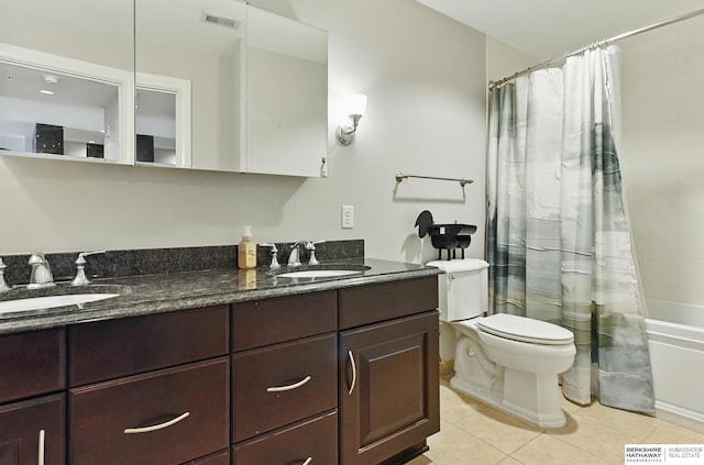 3200 Farnam Ct Unit 3409, Omaha, NE 68131 - full bath featuring double vanity, tile patterned flooring, toilet, and shower / bath combo