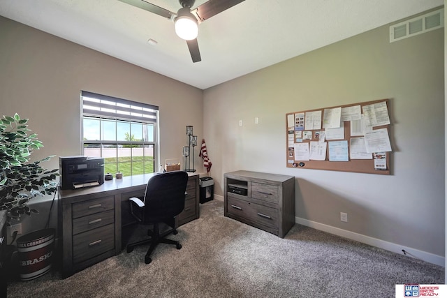8178 Regent Dr, Lincoln, NE 68507 - carpeted office space featuring ceiling fan and baseboards