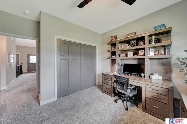 8178 Regent Dr, Lincoln, NE 68507 - office area with light colored carpet and a ceiling fan