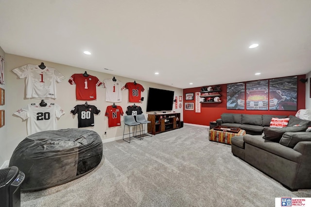 8178 Regent Dr, Lincoln, NE 68507 - carpeted living area with recessed lighting