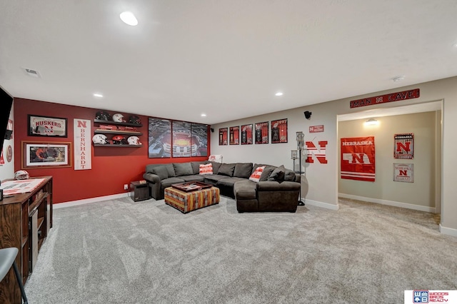 8178 Regent Dr, Lincoln, NE 68507 - living area featuring recessed lighting and carpet
