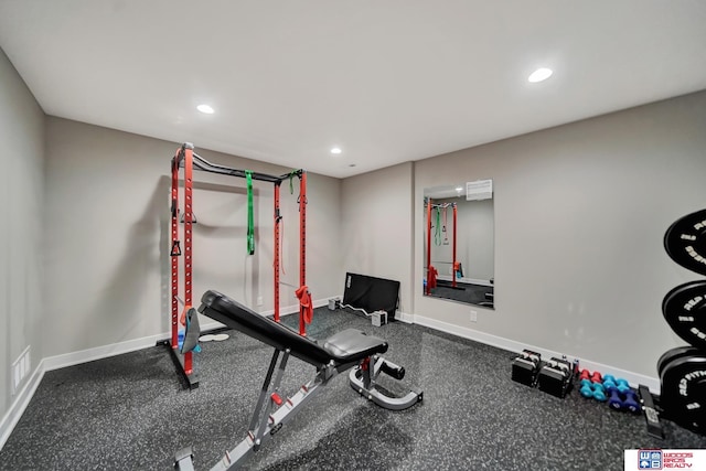 8178 Regent Dr, Lincoln, NE 68507 - workout room with recessed lighting and baseboards