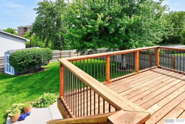 6705 Hillcrest Ln, La Vista, NE 68128 - deck featuring a shed and a fenced backyard