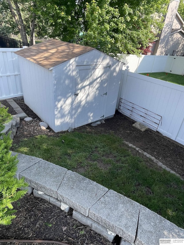 13406 Erskine St, Omaha, NE 68164 - view of shed with a fenced backyard