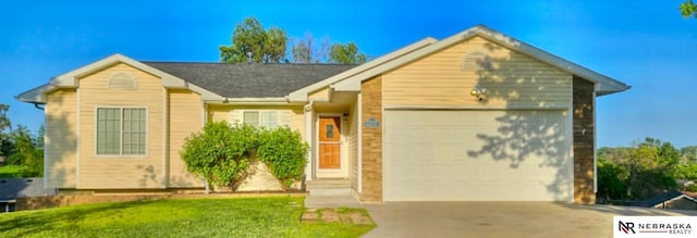 19003 Morrissey Cir, Omaha, NE 68022 - ranch-style house with a garage, concrete driveway, and a front yard