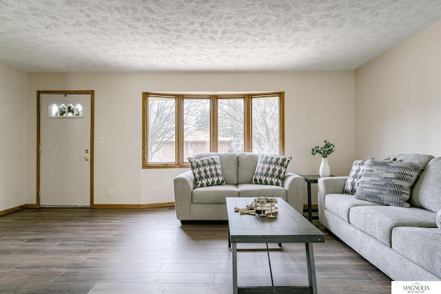 5424 Canterbury Ln Unit 5424, Lincoln, NE 68512 - living room featuring dark wood-style flooring and a textured ceiling