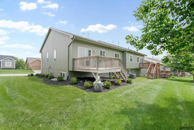 6736 S 191st St, Omaha, NE 68135 - rear view of property with stairway, a deck, and a yard