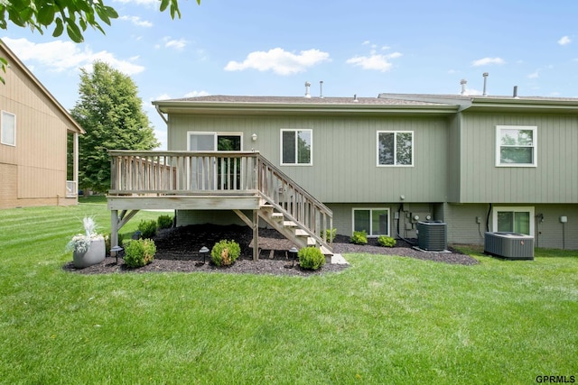 6736 S 191st St, Omaha, NE 68135 - rear view of property featuring a deck, a lawn, and stairway