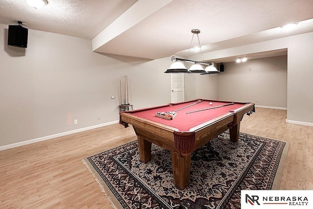 1425 S 158th Cir, Omaha, NE 68130 - recreation room with light wood-style flooring, a textured ceiling, and billiards table