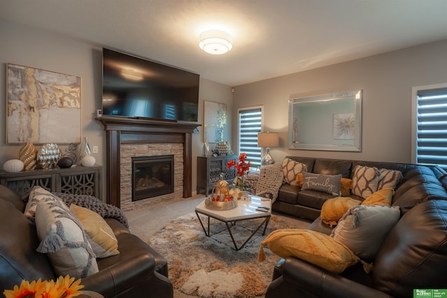 12210 Quail Dr, Bellevue, NE 68123 - carpeted living room with a fireplace