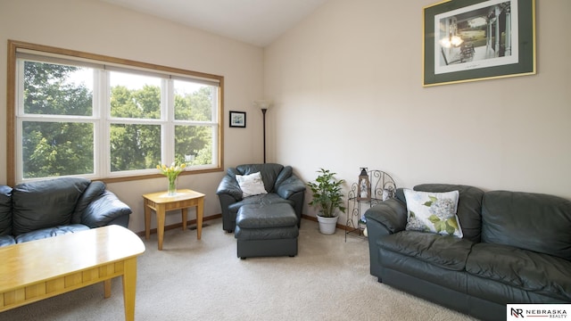 1933 Redstone Rd, Lincoln, NE 68521 - living room with carpet floors and lofted ceiling