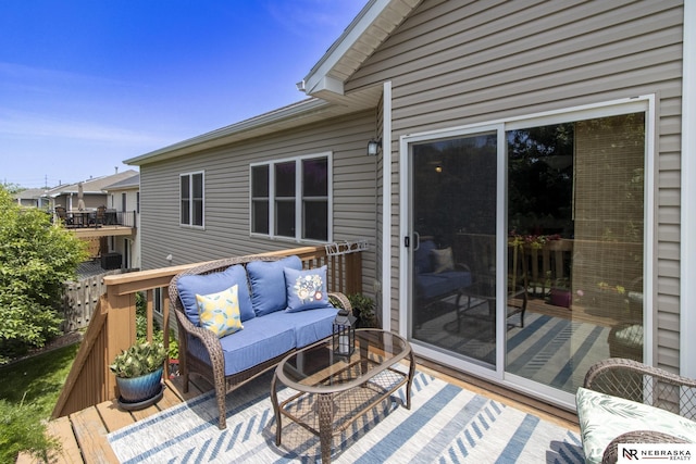 1933 Redstone Rd, Lincoln, NE 68521 - wooden terrace featuring an outdoor hangout area