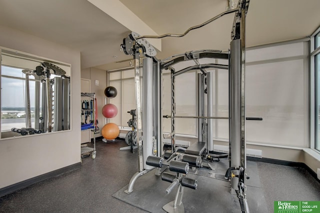 444 Riverfront Plz Unit 501, Omaha, NE 68102 - exercise area featuring baseboards