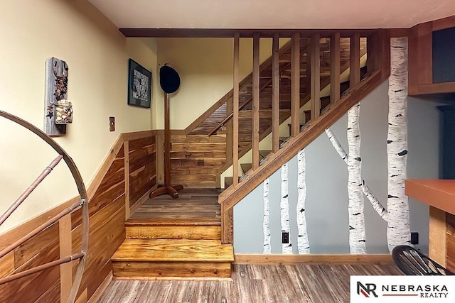 1817 Holling Dr, Omaha, NE 68144 - stairway with wood finished floors