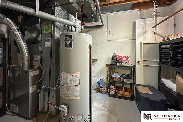 1817 Holling Dr, Omaha, NE 68144 - utility room with gas water heater and heating unit
