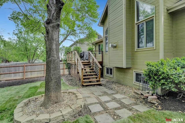 4630 Eagle Ridge Rd, Lincoln, NE 68516 - view of yard featuring stairway and a deck