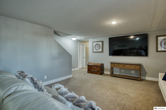 7342 S 184th St, Omaha, NE 68136 - carpeted living room featuring baseboards and a textured ceiling