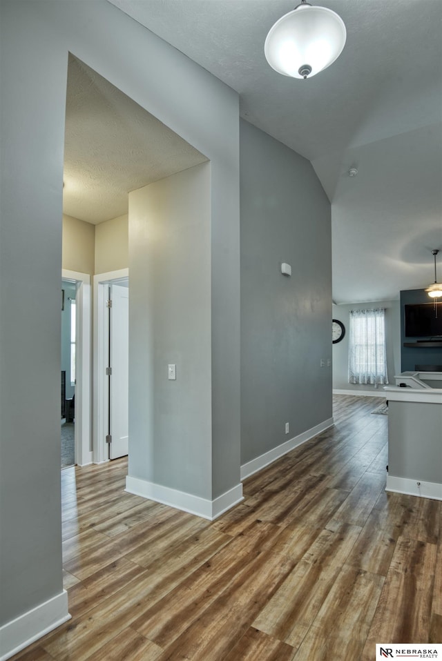 7342 S 184th St, Omaha, NE 68136 - unfurnished living room with wood finished floors and a textured ceiling