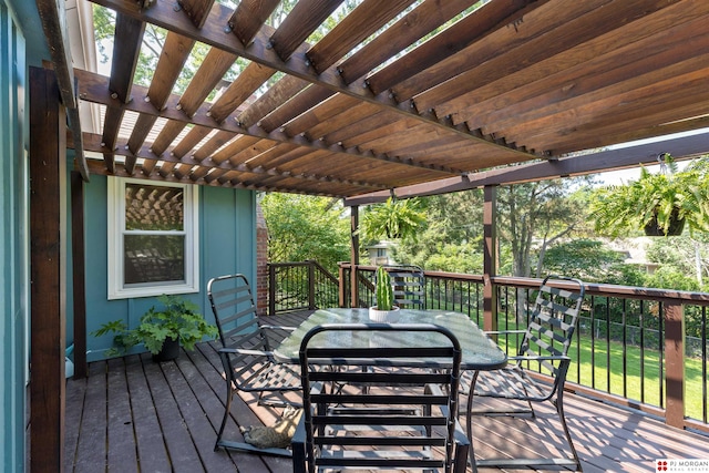 622 S 126th St, Omaha, NE 68154 - wooden terrace with outdoor dining area and a pergola