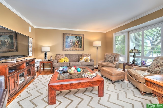 9706 Ascot Dr, Omaha, NE 68114 - living area with crown molding and wood finished floors
