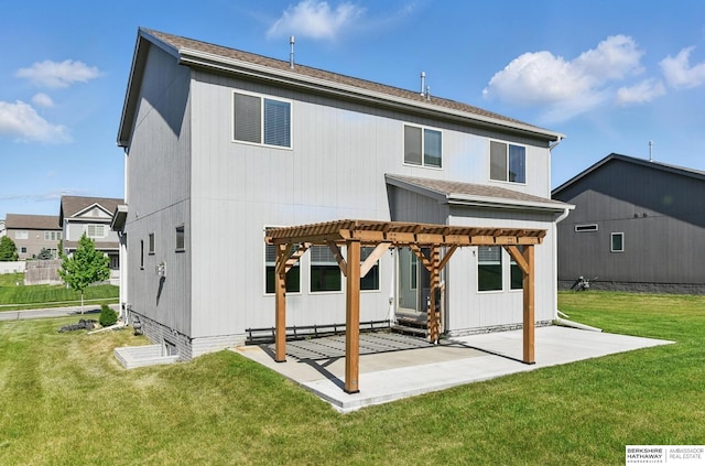 7163 N 164th St, Bennington, NE 68007 - back of property with a pergola, a patio, and a yard
