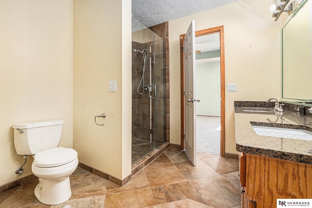 4209 N 158th Ave, Omaha, NE 68116 - full bathroom with double vanity, a stall shower, and a textured ceiling