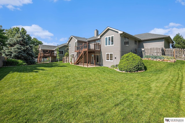 4209 N 158th Ave, Omaha, NE 68116 - back of house featuring stairway, a deck, and a chimney