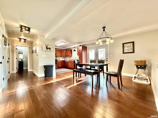 26855 SW 89th Rd, Beatrice, NE 68310 - dining room featuring dark wood-style floors and a chandelier