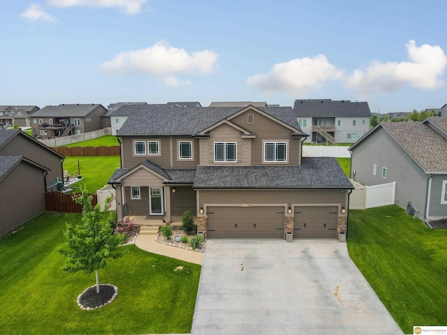 7176 N 166th St, Bennington, NE 68007 - view of front facade with a residential view, driveway, a garage, and roof with shingles