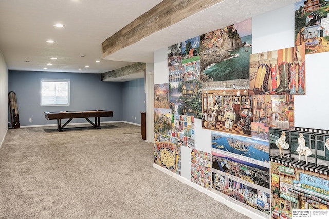 21305 Mcclellan Cir, Gretna, NE 68028 - recreation room with billiards table, carpet, and recessed lighting