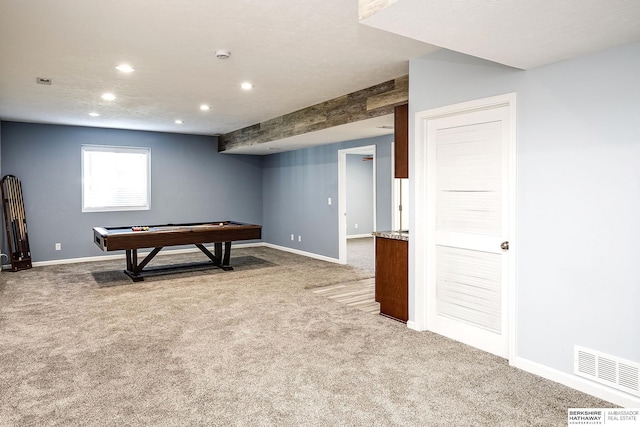 21305 Mcclellan Cir, Gretna, NE 68028 - game room featuring carpet flooring, pool table, and recessed lighting