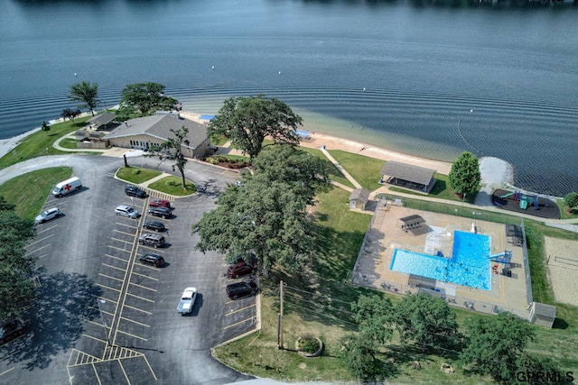 1524 Trumball Ter, Plattsmouth, NE 68048 - bird's eye view of a pool and a nearby body of water