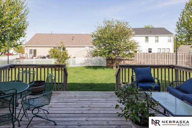 15929 Rosewater Pkwy, Bennington, NE 68007 - wooden terrace featuring a fenced backyard and an outdoor living space