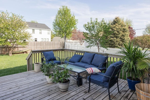 15929 Rosewater Pkwy, Bennington, NE 68007 - deck with an outdoor living space and a fenced backyard