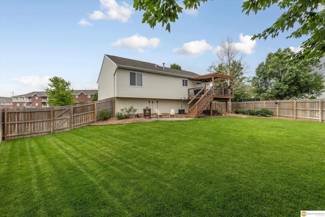 15748 Rosewood St, Omaha, NE 68136 - back of house featuring stairway, a fenced backyard, and a deck