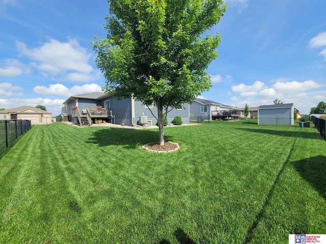 2364 N Columbia Ave, Seward, NE 68434 - fenced backyard featuring a deck and stairway