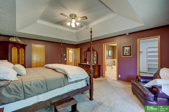 21900 Angus Rd, Gretna, NE 68028 - bedroom featuring a tray ceiling, carpet floors, and ensuite bath