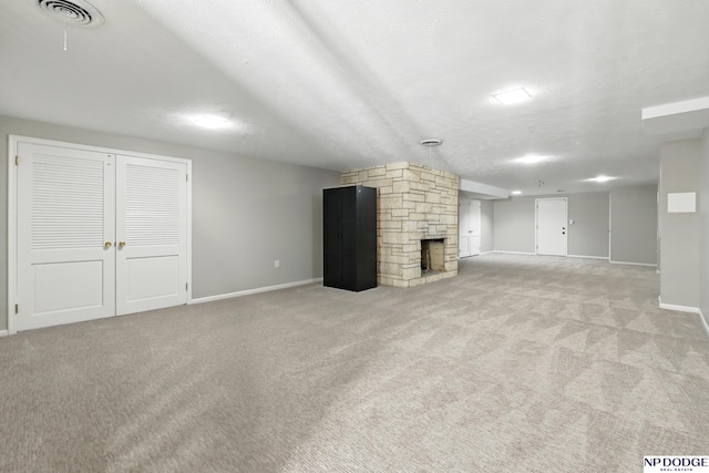 1705 N 102nd St, Omaha, NE 68114 - unfurnished living room with a fireplace and light carpet