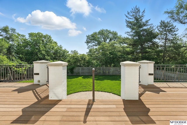 1705 N 102nd St, Omaha, NE 68114 - wooden terrace with view of wooded area