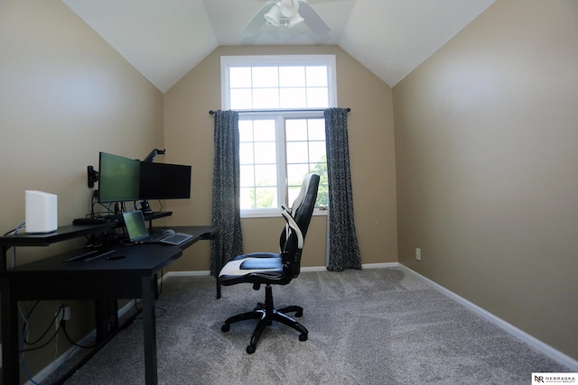 11915 S 53rd St, Papillion, NE 68133 - carpeted office space featuring a ceiling fan and lofted ceiling