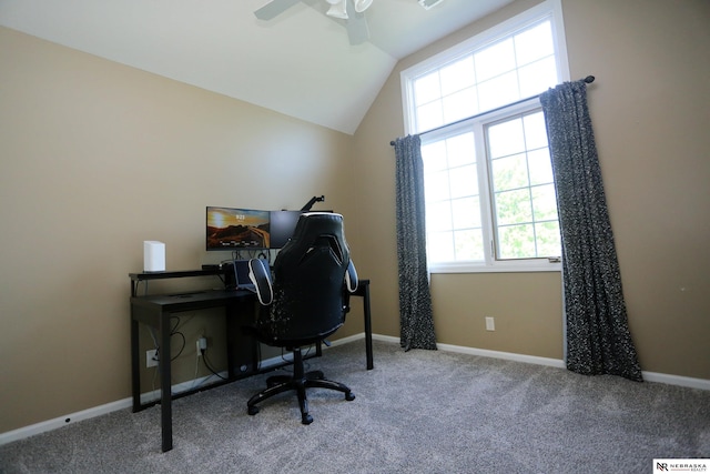11915 S 53rd St, Papillion, NE 68133 - office space with ceiling fan, carpet flooring, and lofted ceiling