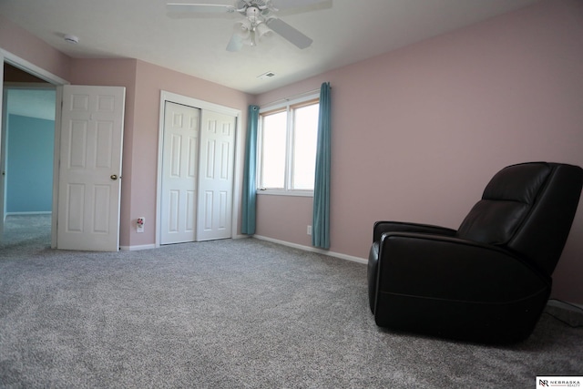 11915 S 53rd St, Papillion, NE 68133 - sitting room featuring carpet flooring and a ceiling fan