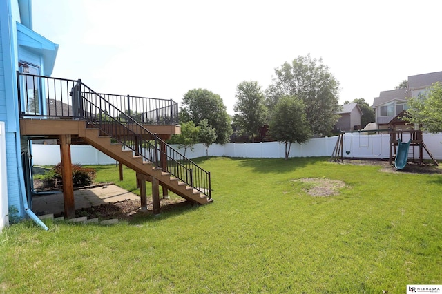 11915 S 53rd St, Papillion, NE 68133 - fenced backyard featuring stairway and a playground