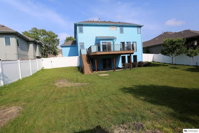 11915 S 53rd St, Papillion, NE 68133 - rear view of house with stairs, a deck, and a fenced backyard