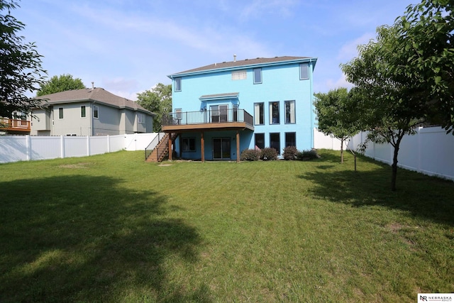 11915 S 53rd St, Papillion, NE 68133 - rear view of house with stairway, a deck, and a fenced backyard
